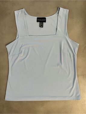 Frank Lyman Design Women's Square Neck Wide Strap Tank Top Light Blue Size 12
